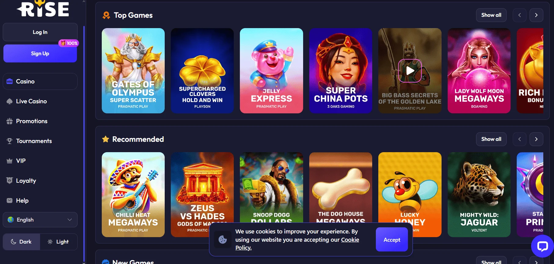 Key features of Spinrise mobile casino